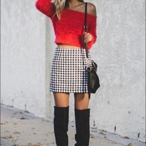 Gingham black and white fall mini skirt